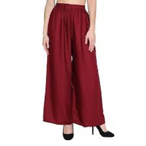 मैरून मॉडर्न प्लेन पैटर्न वॉशेबल और हवा पार होने योग्य कॉटन लेडीज़ पलाज़ोआ के साथ