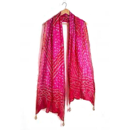 Printed Cotton Fancy Dupatta - Lightweight, Airy Design | Pink Floral Pattern, Breathable, Quick Dry, Machine Washable