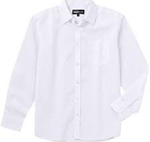 Denim Comfortable Full Sleeves Cotton Plain White Color Shirts Kids For Any Occasion