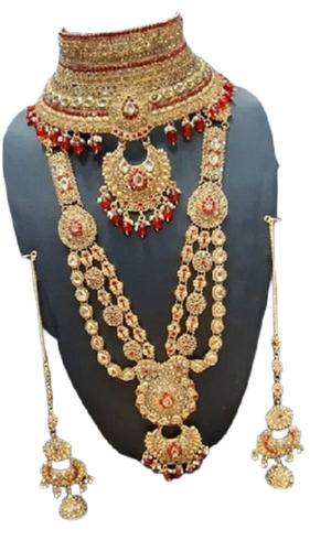 Red And Golden Designer Bridal Artificial Necklace Set