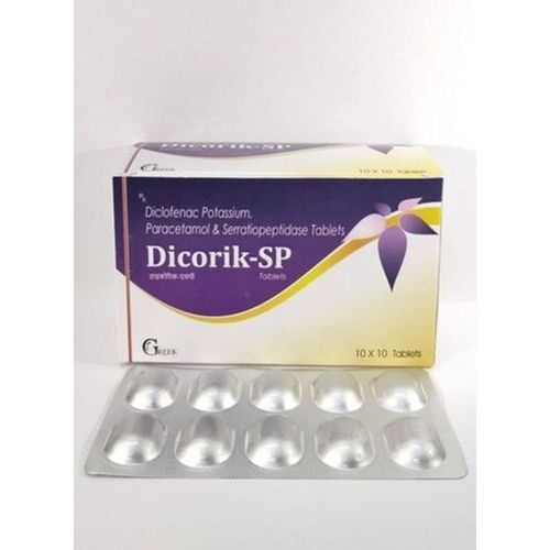 Diclofenac Potassium Paracetamol & Serratiopeptidase Tablets, 10x10 Pack