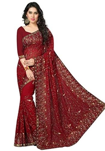 Dark Brown Eye Catching Look Designer Ladies Saree