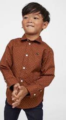 Brown Highly Comfort And Flexible Cotton Fabric Shirts For Kids