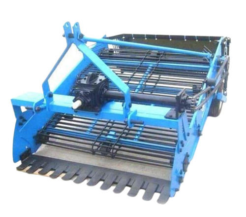 Blue Paint Coated Galvanized Mild Steel Potato Digger Machine For Agriculture