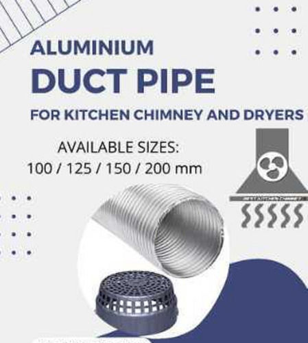 Glossy Silver Finish Semi Regid And Non Corrosive Aluminum Flexible Duct Pipe For Kitchen Chimney And Dryers