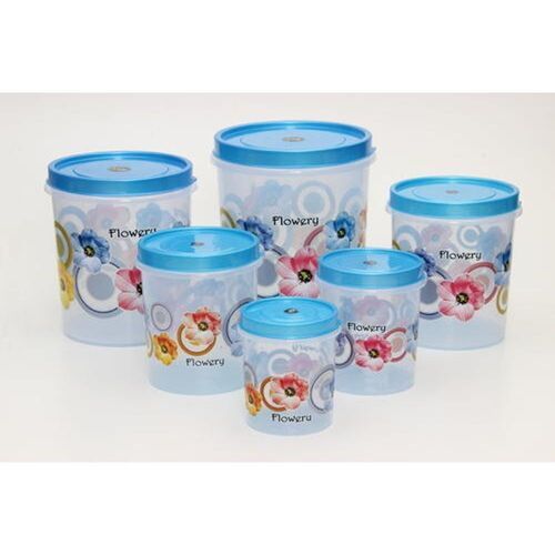 Set Of 6 Kitchen Storage Plastic Airtight Heavy Quality Printed Design Container  Application: Construction