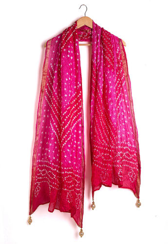 Multicolor Jaipuri Rajasthani Women Silk Bandhani Dupatta