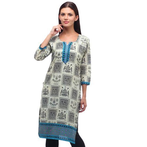 Satin Royan Ladies Party Wear Trendy Light Grey Designer Ladies Kurtis  Bust Size: 25 Inch (In)