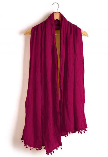 Brown Simple Red Pure Cotton Dupatta