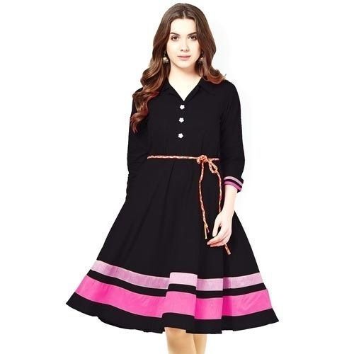 Comfortable & Fashionable Geogrette Cotton Modern Black Stylish Ladies Kurti  Bust Size: 25 Inch (In)