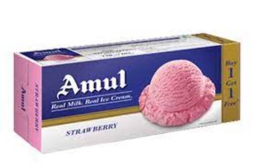 Real Milk Flavored Sweet Soft Smooth Texture Amul Strawberry Pink Ice Cream 1.25 Liter