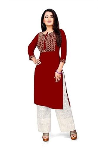 Red Fancy Designer Printed Cotton Kurti With Dupatta For Daily And Casual Wear