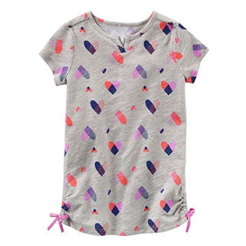 Sweet Side Ruching And Tacked Bows Kids Printed Tunic T Shirt