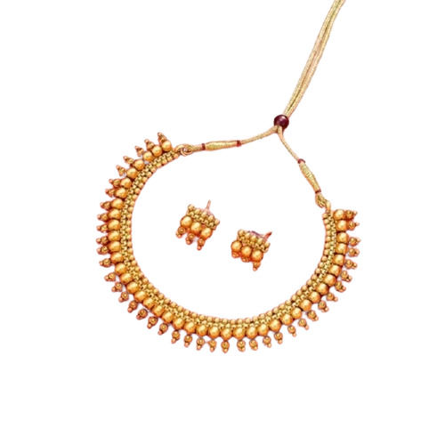 5 Inch Brass Golden Polished Elegant Look Artificial Necklace Set