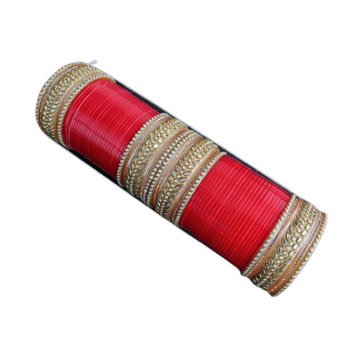 Fashion Bridal Wedding Red Stylish Round Glass Bangles 