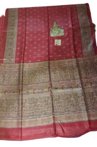 Pure Silk Printed Saree - Soft Cotton Silk Fabric Elegant Pink and White Design | Comfortable Daily Wear for Summer with Contrast Blouse Piece