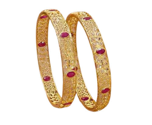 Party Wear Regular Fit Light Weighted Skin-Friendly Breathable Designer Ladies Gold Bangles