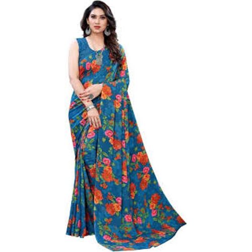 Womans Floral Printed Georgette Saree