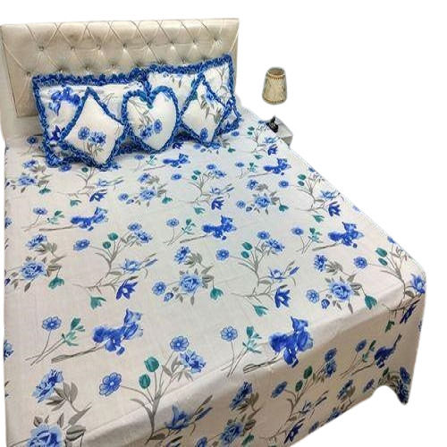 Skin Friendly Lightweight Printed Cotton Double Bed Sheets With Cushion Cover