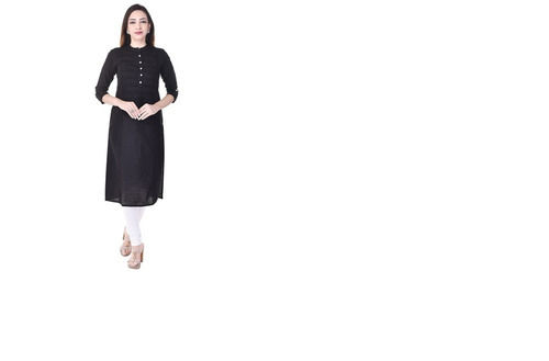 Multi Color Plain Pattern Designer Long Sleeves Button Closure Cotton Kurtis