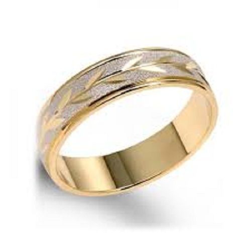 Elegant Look Golden Yellow And White Wedding Ring For Men'S Gender: Men