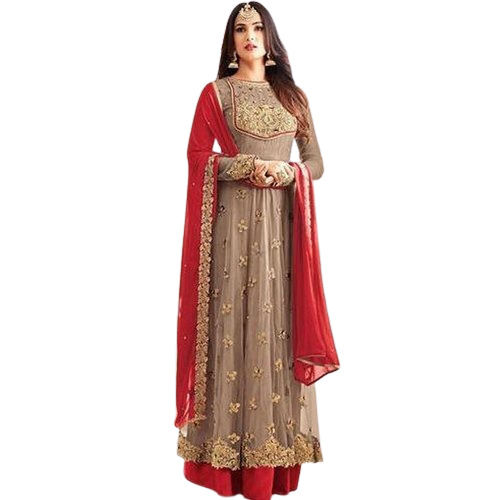 Party Wear Floor Length Full Sleeves Designer Embroidered Chiffon Salwar Suit For Women