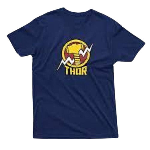 Blue Breathable Comfortable Fit Thor Printed Half Sleeves T Shirts For Men 