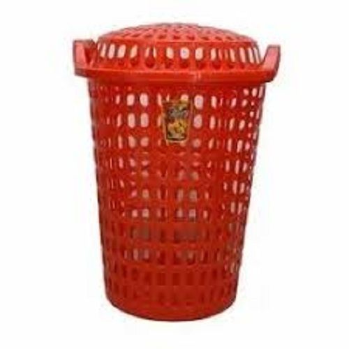 Red Light Weight Classic Look Plastic Round Shape Laundry Basket For Household