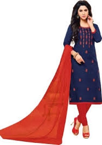 Blue And Red Breathable Beautiful Fashionable Premium Grade Cotton Full Sleeves Kurti