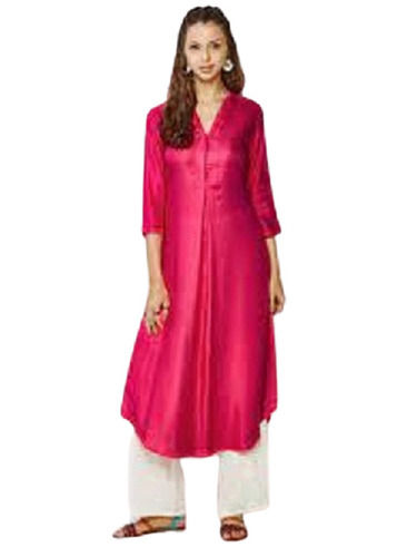 Pure Cotton V-neck 3/4th Sleeves Ladies Salwar Kameez For Casual Wear