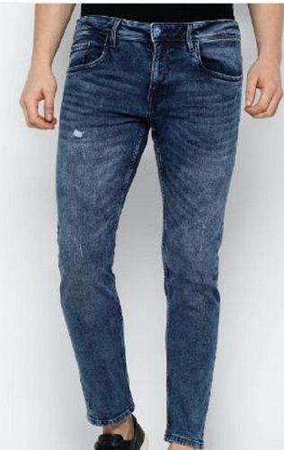 Regular Fit Plain Dyed Washable Feature Denim Dark Blue Jeans For Men