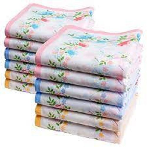 100% Pure Cotton Soft And Gentle Texture Multi Color Flowery Printed Handkerchief Age Group: Children