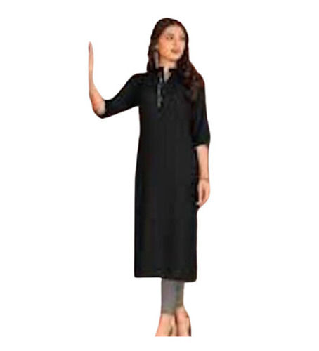 Casual Wear Regular Fit 3/4th Sleeve Round Neck Readymade Plain Ladies Modern Kurtis