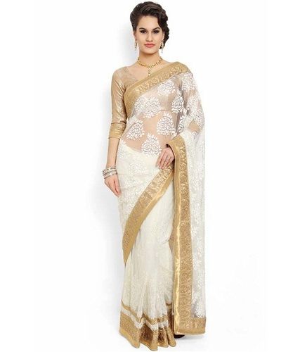 Net Fabric Bollywood Style Hand Embroidered Pattern Party Wear Saree