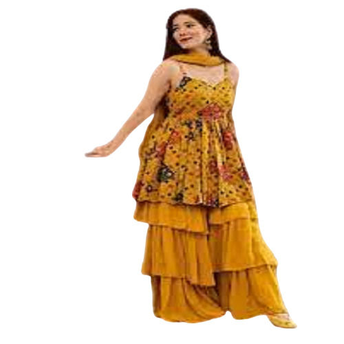 Yellow Anarkali Geogette Suits