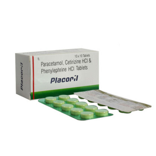 High Quality Best Relief Fever Preventative Allopathic Medicine Placoril Ingredients: 1Mg. Cetirizine + Paracetamol Is A Combination Of Two Medicines: Cetirizine And Paracetamol