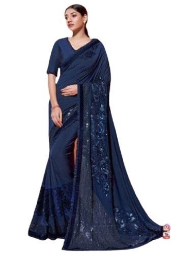 Navy Blue Comfortable And Breathable Designer Georgette Saree