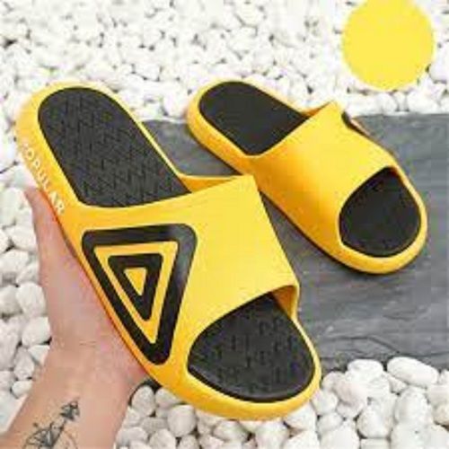 White Men Light Weight Comfortable Easy To Wear Skin Friendly Yellow And Black Slippers