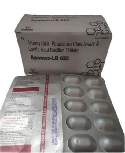 Amoxycillin Potassium Clavulanate And Lactic Acid Bacillus Tablets Apomox - Lb 625, 10 X 10 Packaging Size  Suitable For: Adults