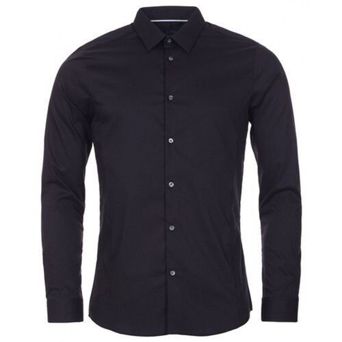 Plain Full Sleeves Cotton Mens Black Shirt