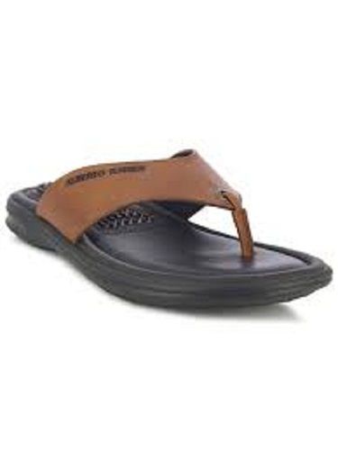 Leather Brown And Black Light Weight Comfortable Skin Friendly Mens Slipper For Daily Wear