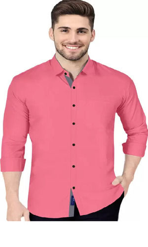 Plain Cotton Washable Full Sleeves Casual Shirts For Men Collar Style: Classic