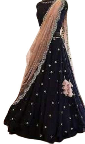 Trendy Black And Pink Designer Pattern Net Ladies Fancy Lehenga Choli For Casual And Party Wear