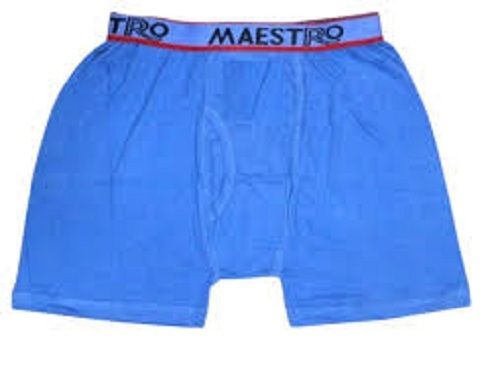 Blue Elastic Waistband Soft Breathable Plain Comfortable Boxer Underwear