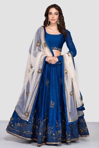 Navy Blue Designer Pattern Fancy Womens Lengha Choli For Casual And Party Wear Age Group: 18-25