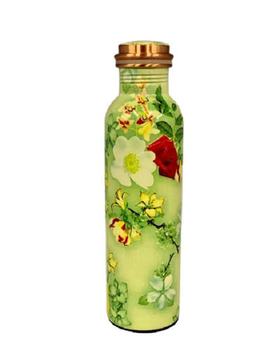 Long Lasting Beautiful Flower Printed Design Copper Water Bottle Capacity: 1 Liter/Day