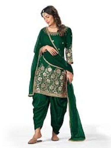 Green 100% Pure Cotton Fabric Ladies Kurti Pant Set For Casual And Everyday Wear