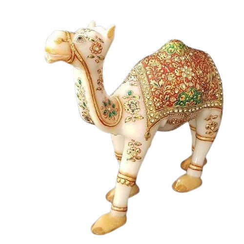 Cream Color Marble Camel Statue For Decoration Size: 5 Inch