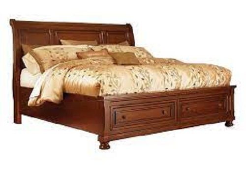 Dark Brown Handmade Artwork Modern Polished Rectangular One Piece Solid Wood Bed 