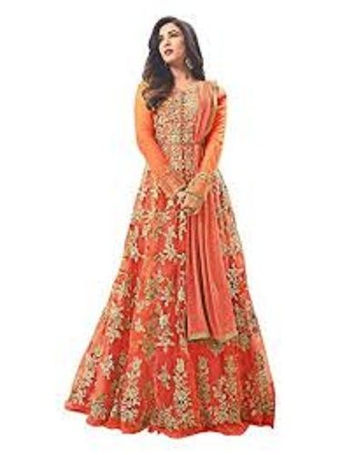 Orange Ladies Skin Friendly Beautiful Breathable Comfortable Gown